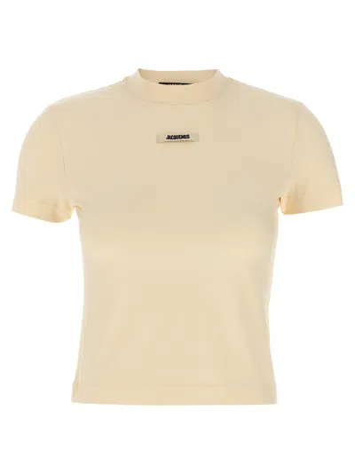 Jacquemus Gros Grain Crew Neck Cotton Blend Top In Neutral