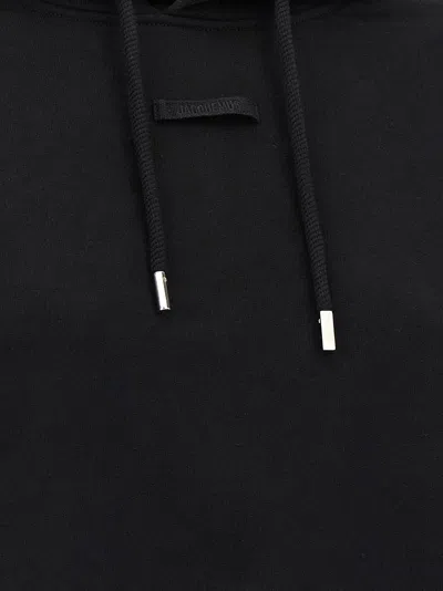 Jacquemus Le Grosgrain Logo Cotton Fleece Crop Hoodie