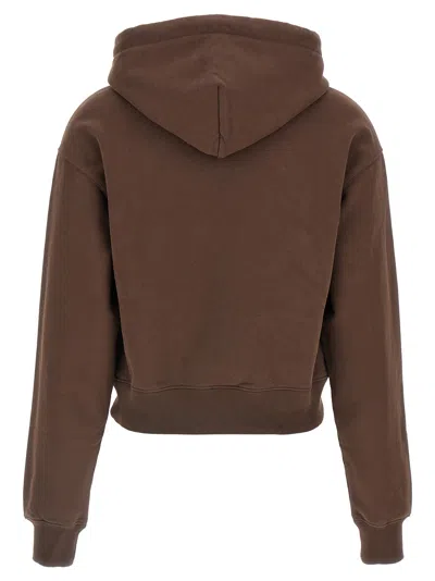 Jacquemus Drawstring Hood Gros-grain Hoodie In Brown