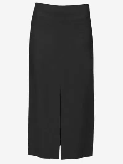 Carven Acetate And Viscose Midi Skirt In Black