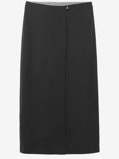 Carven Acetate And Viscose Midi Skirt In Black