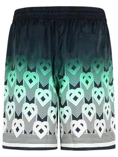 Casablanca Silk Bermuda Shorts Featuring Elastic Waistband In Green