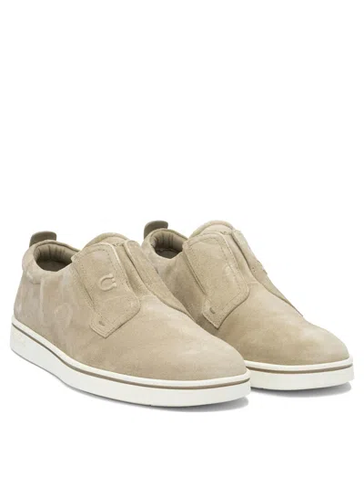 Ferragamo Beige Suede Loafers With Rubber Sole In Neutral