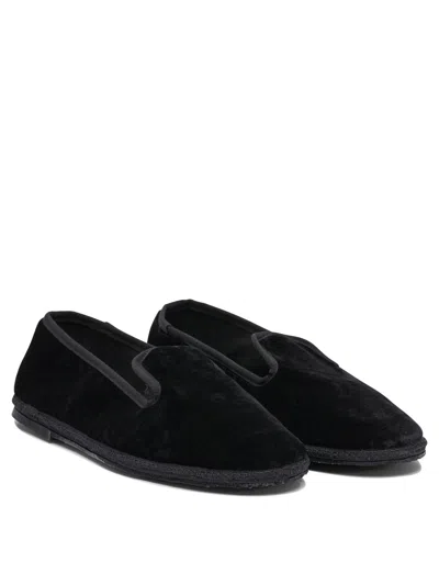 Sentier Di Segantin Roberta Black Loafers In Soft Viscose-cotton Blend