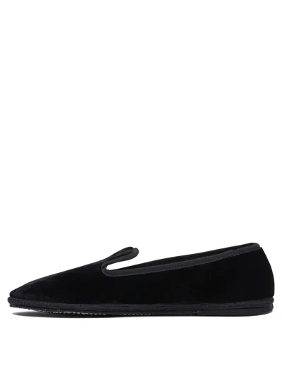 Sentier Di Segantin Roberta Black Loafers In Soft Viscose-cotton Blend