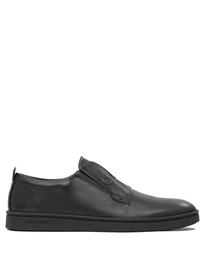 Ferragamo Slip-on Rubber Sole Shoes In Black