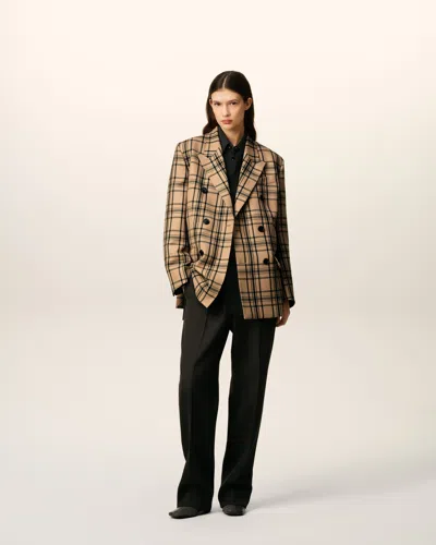 Ami Alexandre Mattiussi Brown Wool Checked Loose Double Breasted Jacket Brown In Multi