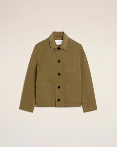 Ami Alexandre Mattiussi Green Wool Boxy Buttoned Jacket Green In Nude