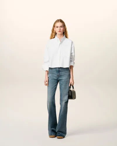 Ami Alexandre Mattiussi White Cotton Ami De Coeur Cropped Oversized Shirt White In White