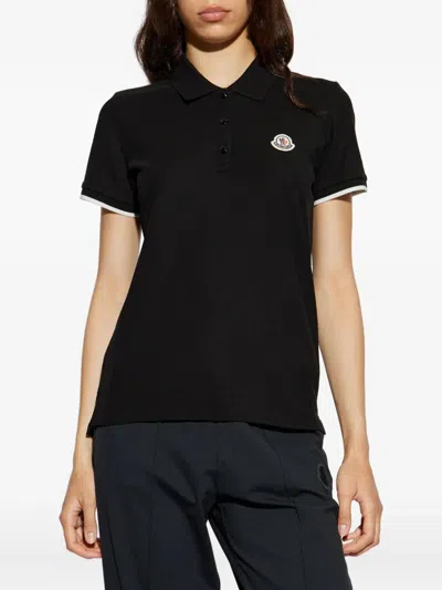 Moncler Logo Patch Cotton Pique Polo Shirt Clothing