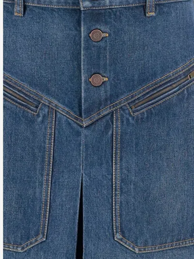 Chloé Denim Knee-length Skirt With Front Box Pleat In Blue