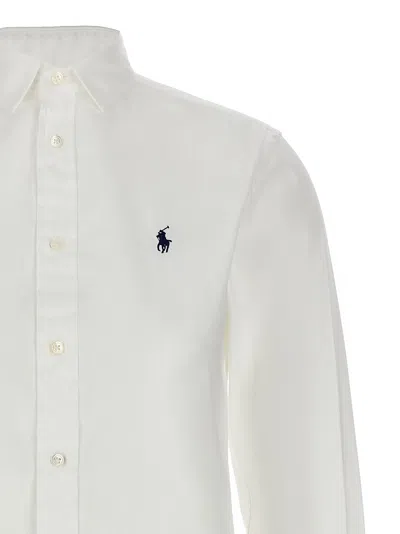 Polo Ralph Lauren Slim-fit Cotton Poplin Shirt With Logo Embroidery In White