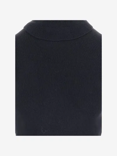 Chloé Wool And Cotton Turtleneck Pullover In Blue