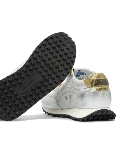 Golden Goose Running Marathon Sneakers In Silver Leather And Fabric In Metallic