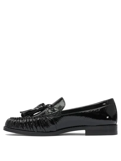 Alohas Marietta Onix Black Leather Loafers In Black