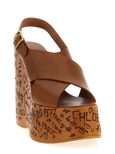 Chloé Maxime Leather Crisscross Platform Sandals