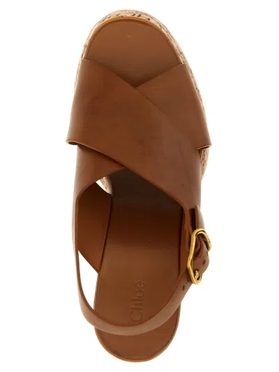 Chloé Maxime Leather Crisscross Platform Sandals