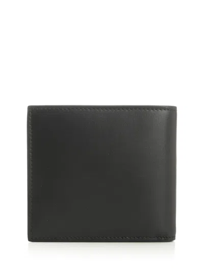 Alexander Mcqueen Bifold Wallet In Smooth Calf Leather With Logo Print