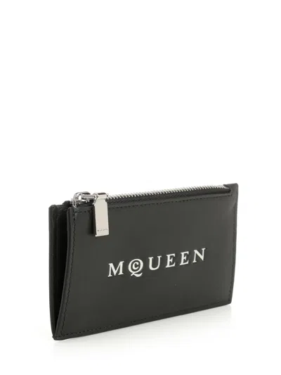 Alexander Mcqueen Debossed-logo Zipped Cardholder In Black