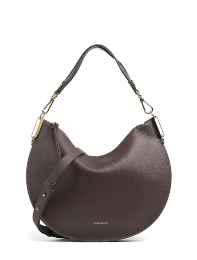 Coccinelle Half-moon Zip-top Bag In Brown