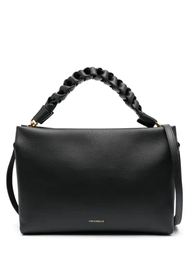 Coccinelle Medium Boheme Braided-handle Tote Bag In Black