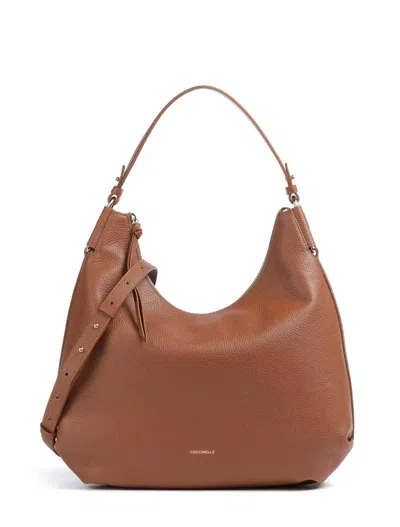 Coccinelle Rebekka Zip-up Shoulder Bag In Brown