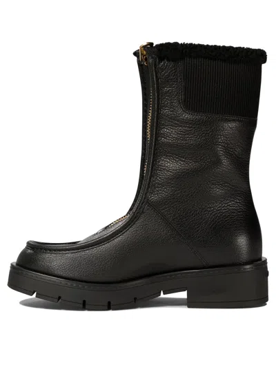 Ferragamo Woman Ankle Boots Black Size 8 Shearling In Black