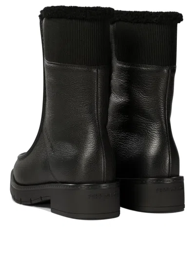 Ferragamo Woman Ankle Boots Black Size 8 Shearling In Black