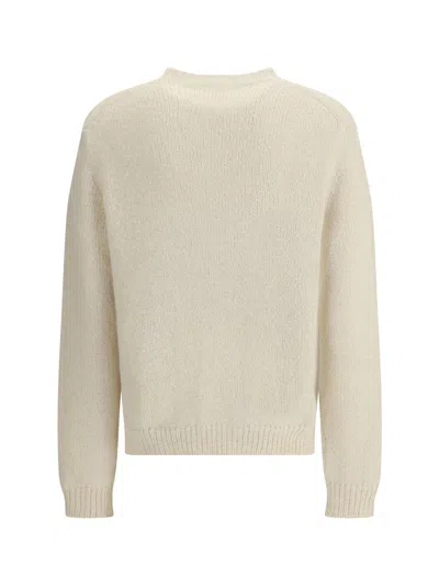 Jil Sander Ribbed Hem And Cuff Alpaca Blend Sweater In White