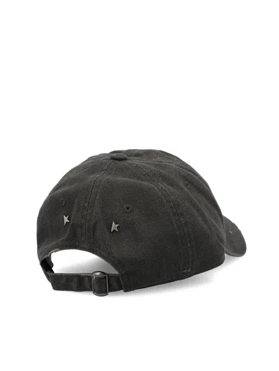 Golden Goose Starry Distressed Baseball Cap With Rigid Visor In Black