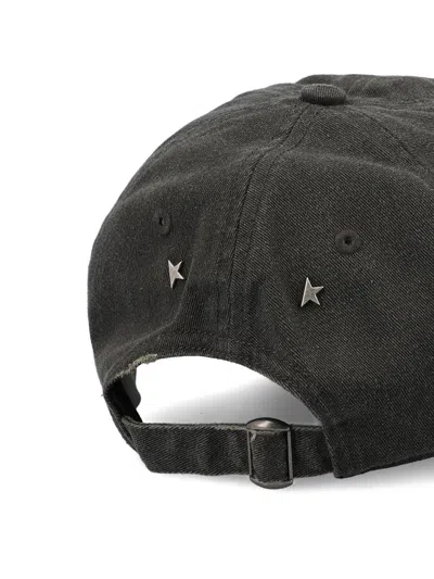 Golden Goose Starry Distressed Baseball Cap With Rigid Visor In Black