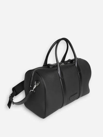 Tom Ford Medium Grained Leather Duffle Bag In Black