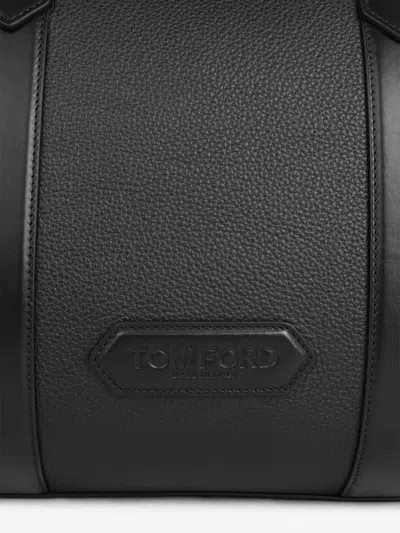 Tom Ford Medium Grained Leather Duffle Bag In Black
