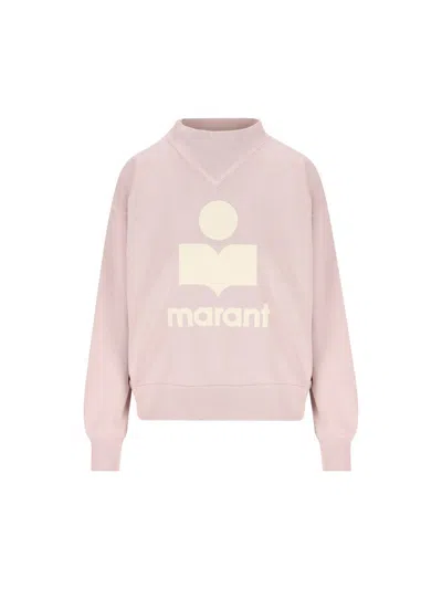 Isabel Marant Étoile Pink Cotton Blend Moby Logo Sweatshirt In Pink