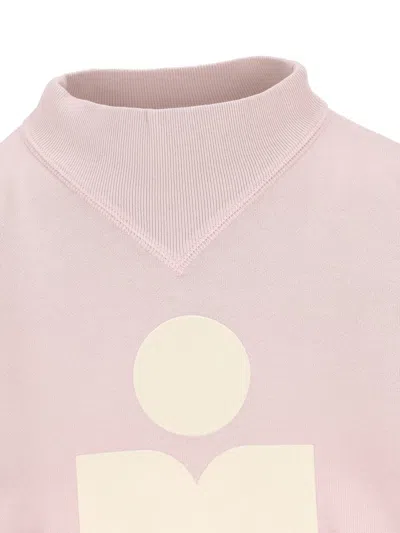 Isabel Marant Étoile Pink Cotton Blend Moby Logo Sweatshirt In Pink