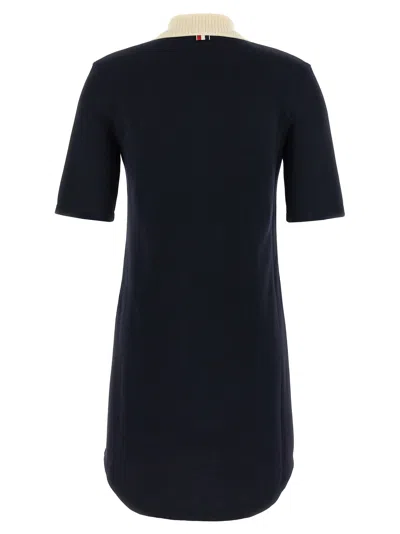 Thom Browne Collared Dress With Short Sleeves In Black
