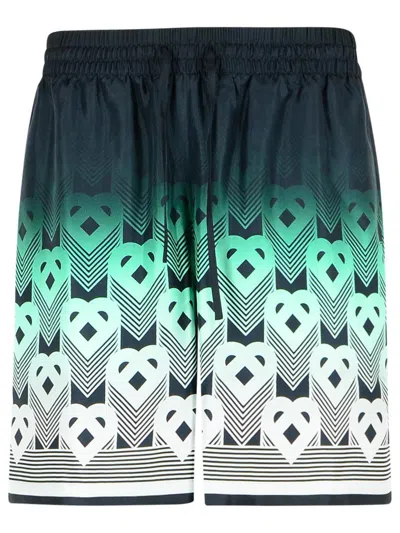 Casablanca Silk Bermuda Shorts Featuring Elastic Waistband In Green