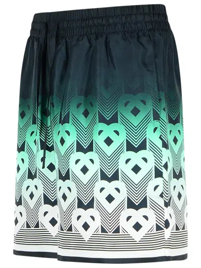 Casablanca Silk Bermuda Shorts Featuring Elastic Waistband In Green