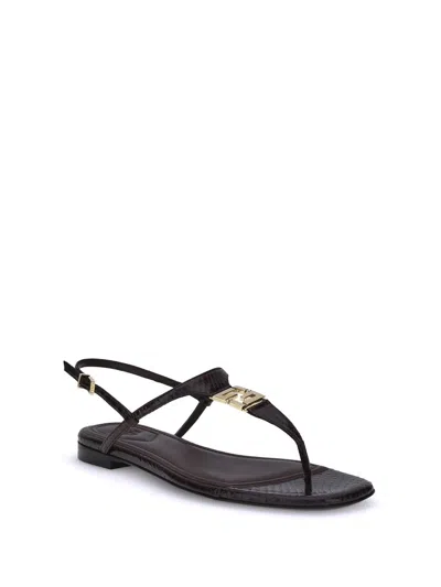 Fendi Brown Minimalist Sandals In Black