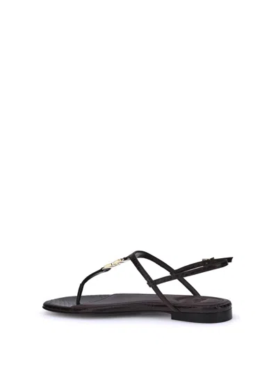Fendi Brown Minimalist Sandals In Black