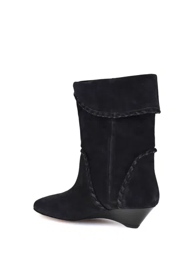 Isabel Marant 50mm Edoa Braided-trim Boots In Black