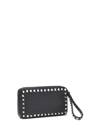 Valentino Pochette Rockstud Vitello Stampa Alc In Black