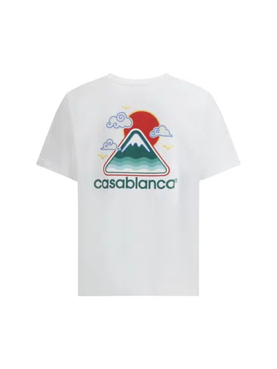 Casablanca White T-shirt With Crewneck And Logo On The Front And Maxi Logo On The Back In Cotton Man In White