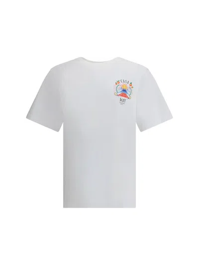 Casablanca T-shirt Girocollo Con Logo Sul Fronte In Cotone Bianca Uomo In Yellow