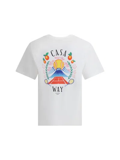 Casablanca T-shirt Girocollo Con Logo Sul Fronte In Cotone Bianca Uomo In Yellow