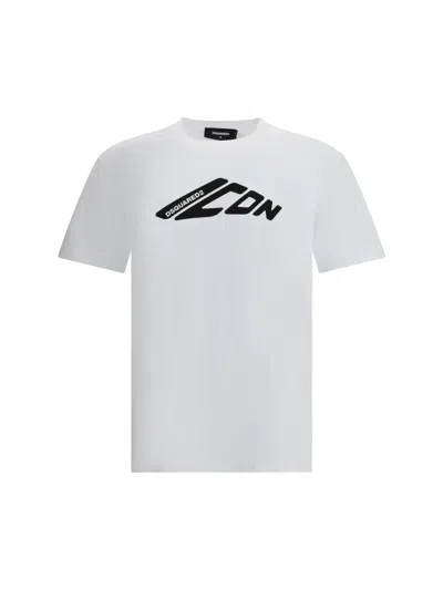 Dsquared2 Cotton Crew Neck T-shirt With Short Sleeves In Regular Fit In White