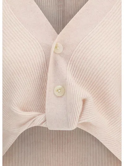 R13 Ribbed Button Cardigan In Pink