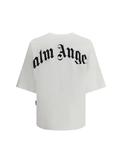 Palm Angels Relaxed-fit White T-shirt With Logo Print In Multi