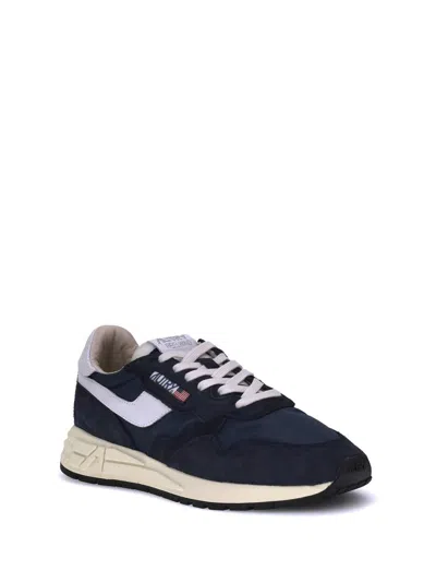Autry Reelwind Low Cracked-leather Trimmed Suede And Shell Sneakers
