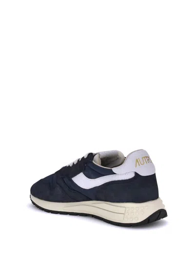 Autry Reelwind Low Cracked-leather Trimmed Suede And Shell Sneakers